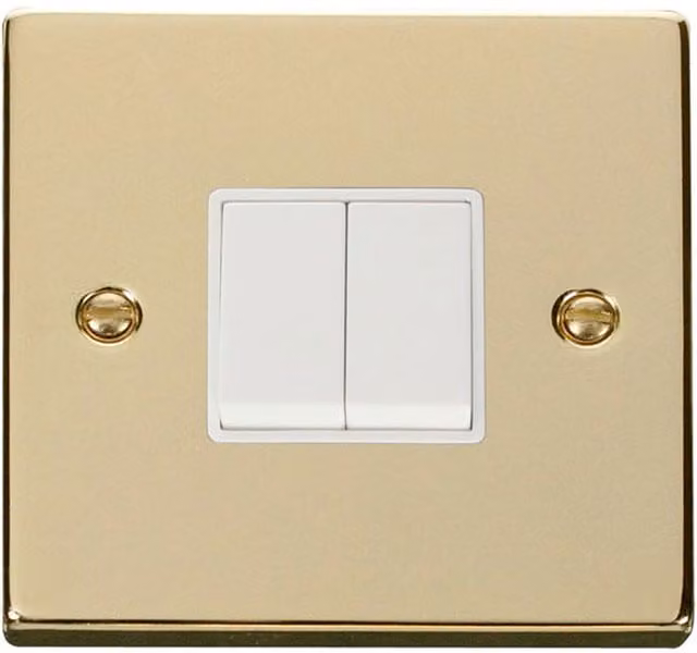 SE HOME Two Way Flush Light Switch, Gold and White