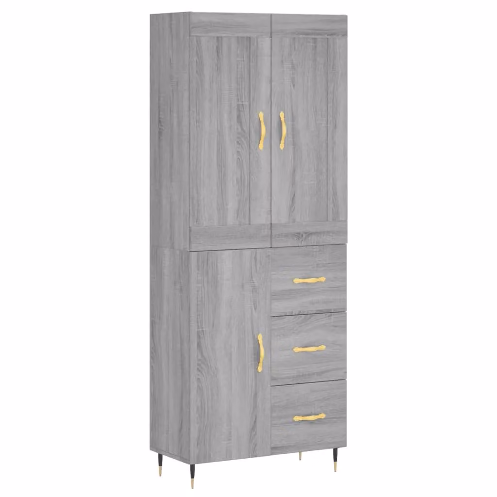 Berkfield Home Grey Sonoma Highboard in Engineered Wood, H 180 x W 69.5 x D 34 cm – 2