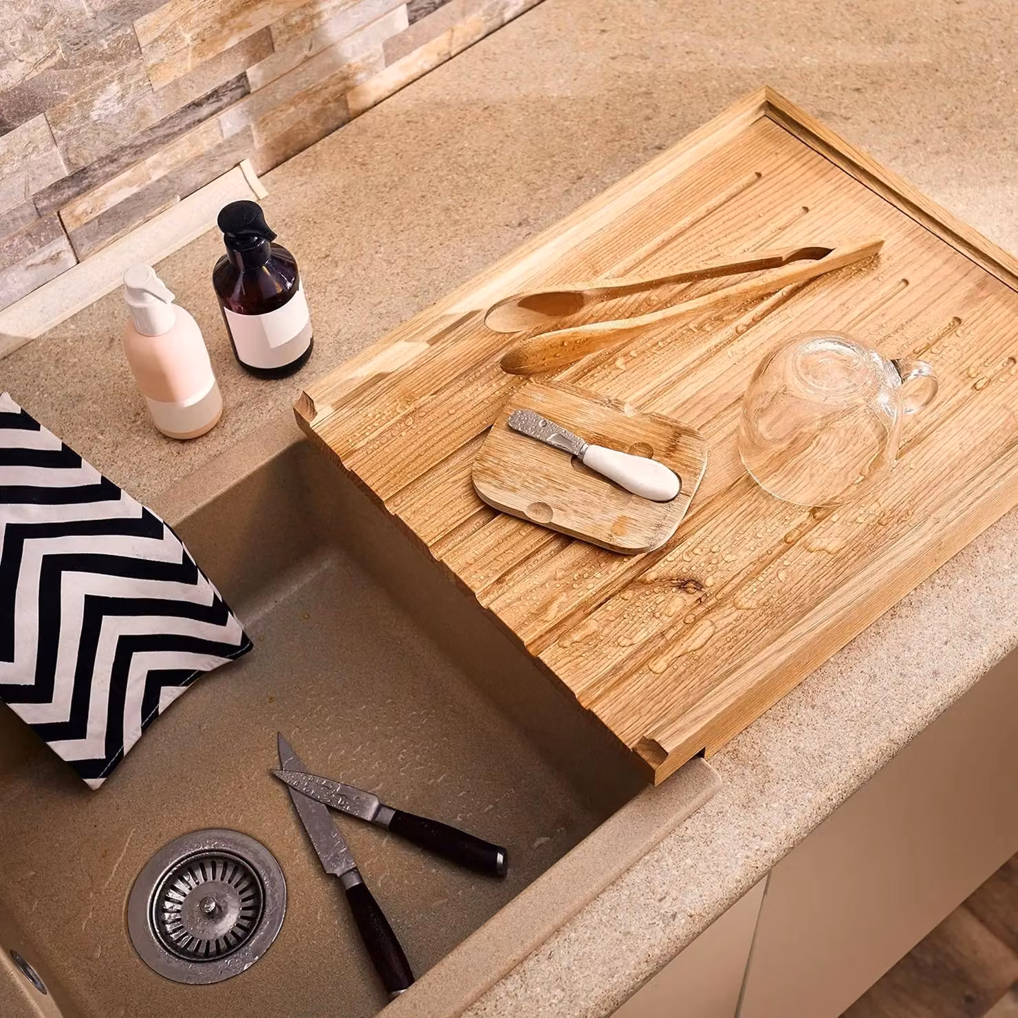 Novecrafto Solid Oak Wooden Draining Board for Belfast Butler Sinks, Light Brown – 2