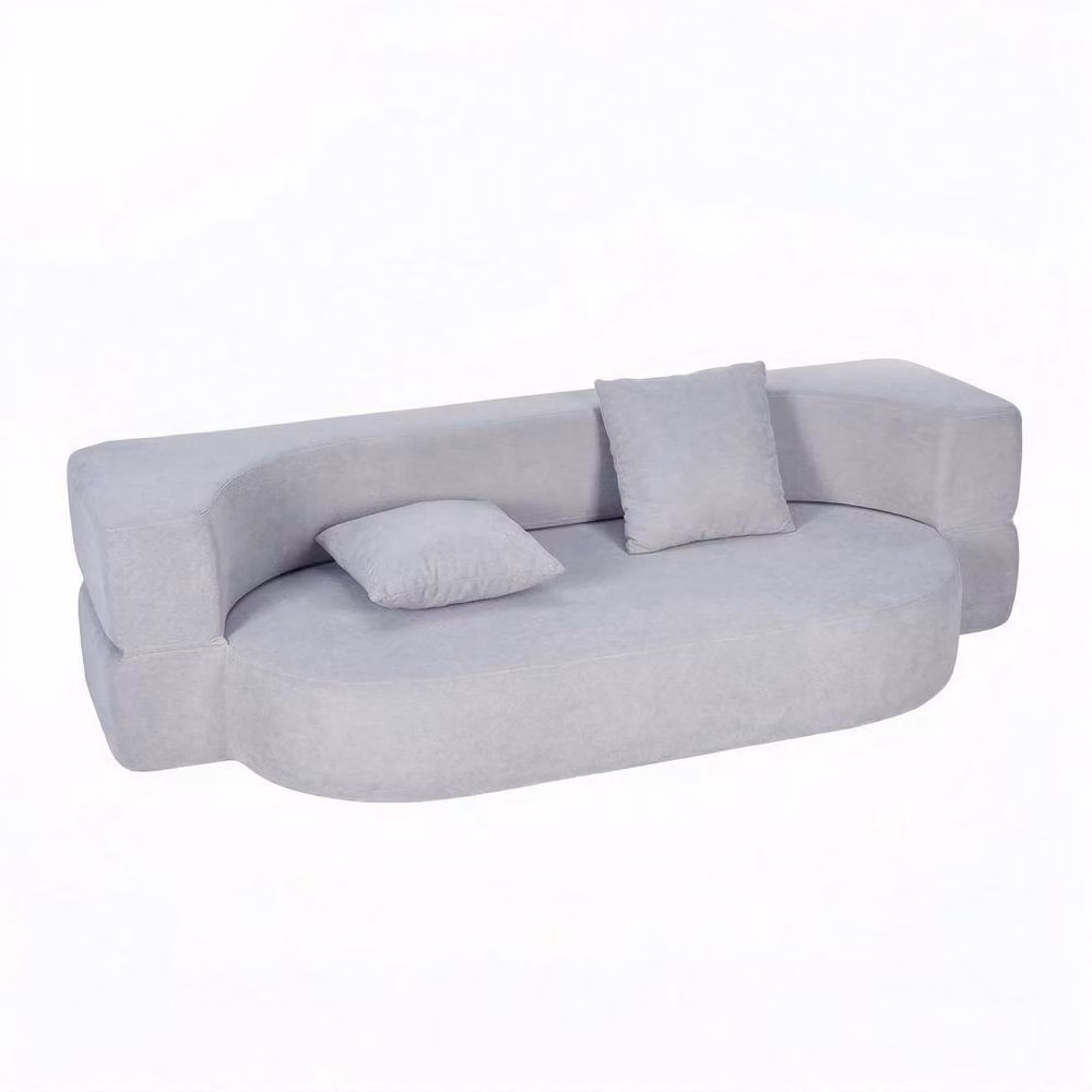 FORGEVIO Modern Grey Fabric Single Recliner Sofa Bed with Armrests – 2