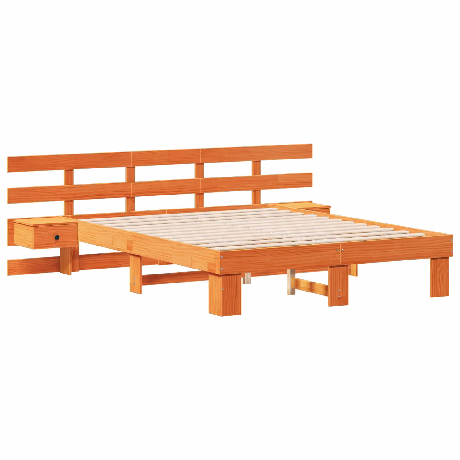 Berkfield Home Brown Solid Pine Wood Bed with Drawers W/D/H: 160 x 200 x 73 cm – 2