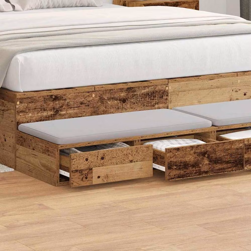 Berkfield Home Bed Drawers in Old Wood Brown, W: 160 cm, D: 36.5 cm, H: 16.5 cm – 2
