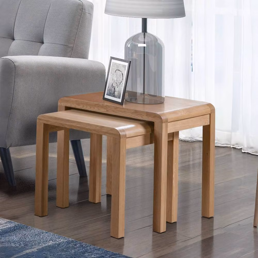 Cheshire Ardglass Solid Oak Nest of 2 Tables in Natural Brown – 2