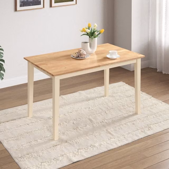 FurnitureboxUK Salcombe Oak Small Rectangular Kitchen Dining Table in Oak and Cream