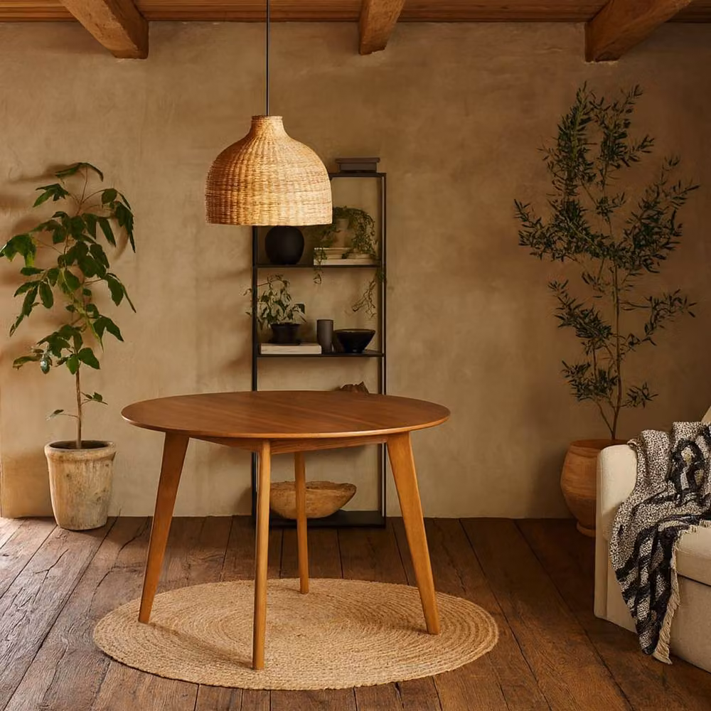 Wyld Haus Saffron Small Round Dining Table in Walnut Effect Natural Brown – 2