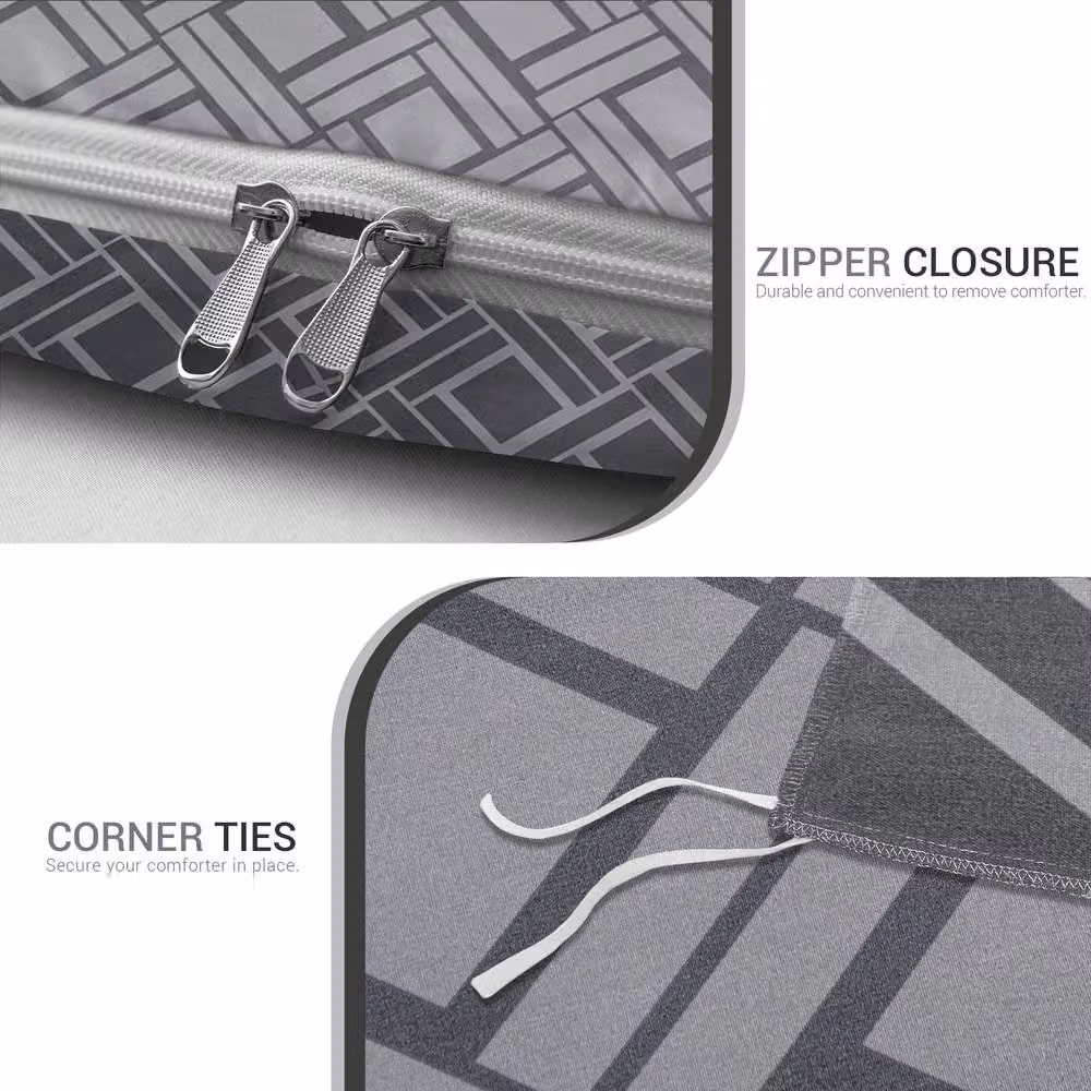 Grace Reversible Microfibre Duvet Cover Set with Matching Pillowcases in Anthracite Grey – 4