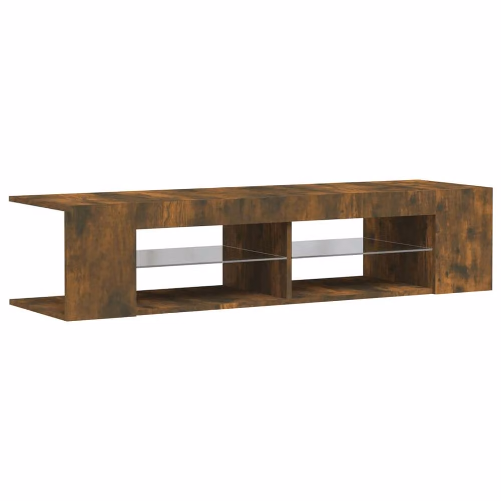 Berkfield Home Modern TV Cabinet with LED Lights in Smoked Oak Brown, W/D/H: 135 x 39 x 30 cm – 3