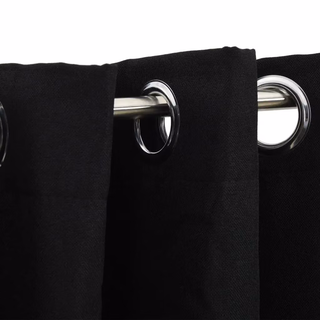 Berkfield Linen-Look Blackout Eyelet Curtains, Black, W: 290 cm, H: 245 cm – 3