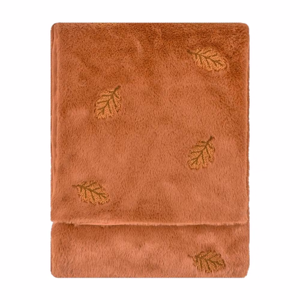 Furn Autumn Trail Embroidered Floral Throw in Orange, W: 130 cm, D: 180 cm – 3