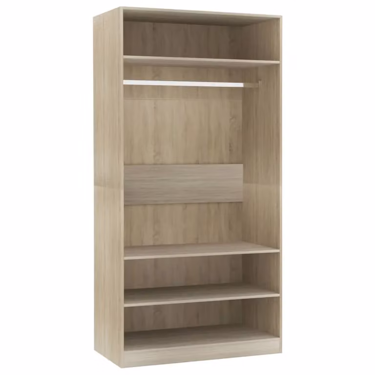 Berkfield Home Sonoma Oak Wardrobe in Brown, W/D/H: 100 x 50 x 200 cm