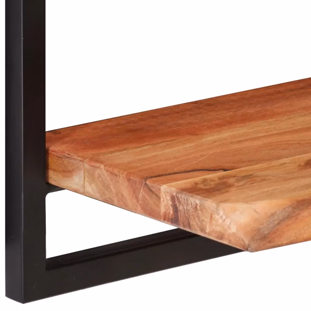 Berkfield Home Set of 2 Industrial Wall Mounted Shelves in Brown Acacia Wood and Steel, W: 80 cm, D: 25 cm, H: 35 cm – 4