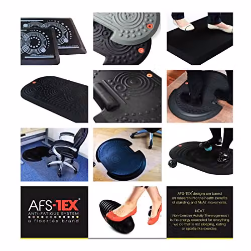 Floortex AFS-TEX 4000X Active Anti-Fatigue Mat, Black, W: 50.8 cm x D: 50.8 cm – 6
