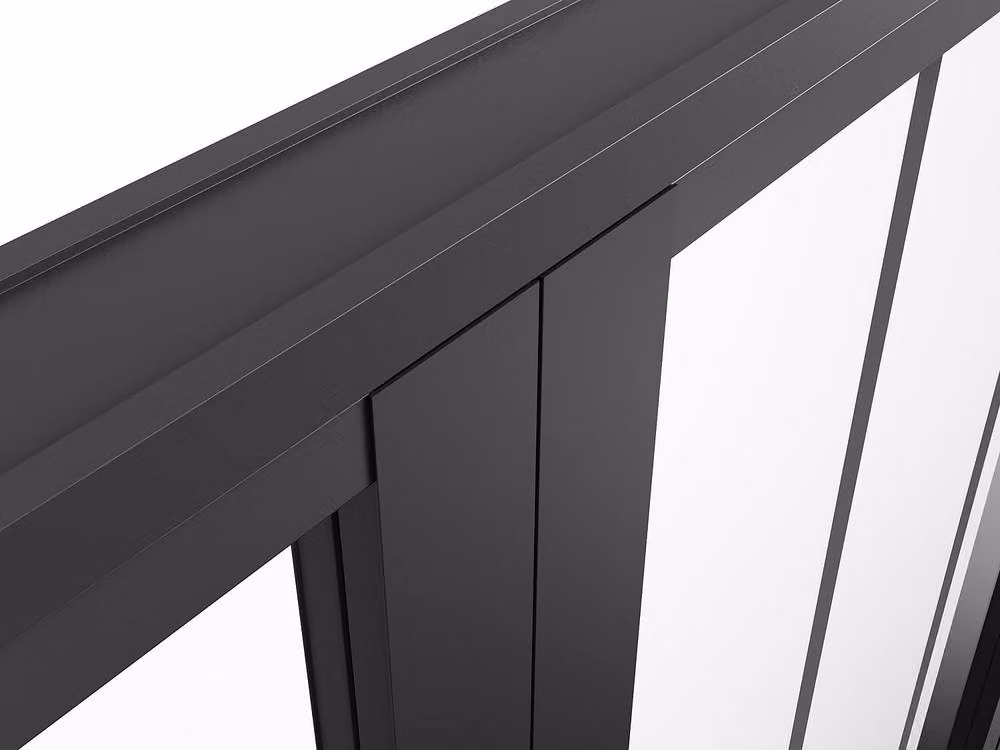 Vente-unique Reversible Double Swing Door Block in Black Aluminium and Tempered Glass – 5