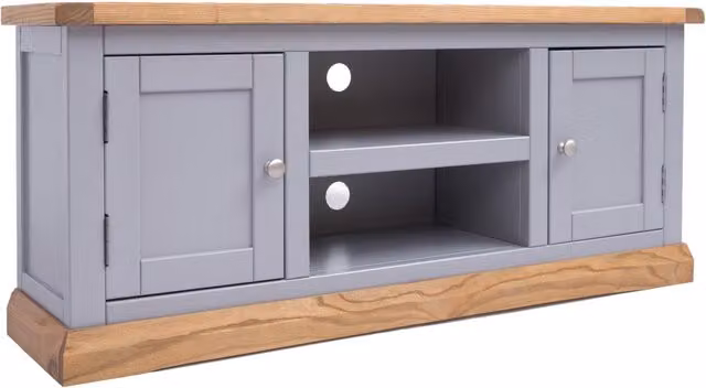 Cabinet Bits Biccari Grey 2 Door TV Cabinet with Chrome Knobs – 1