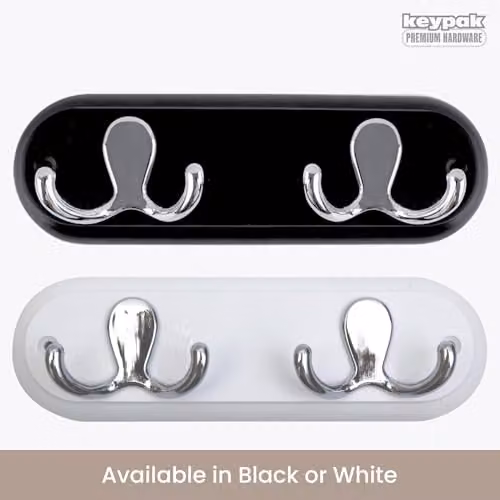 keypak Wall Mounted Robe and Coat Rack with 2 Double Hooks in White – 3