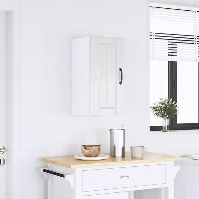 Berkfield Home Lucca High Gloss White Kitchen Wall Cabinet with Glass Doors