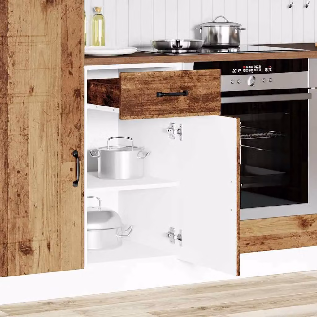 Berkfield Home Kalmar Kitchen Base Cabinet in Brown Old Wood Finish – 2