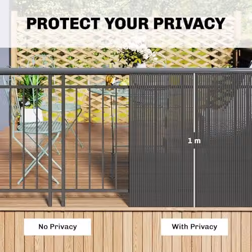 Outsunny 2-Piece Plastic Privacy Screening Windbreak Fence, Dark Grey, H: 100 cm x W: 300 cm – 4