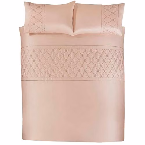 Rapport Home Monaco Pink Polycotton Duvet Cover and Pillowcase Set, W/D/H: 200 x 200 cm and 50 x 75 cm