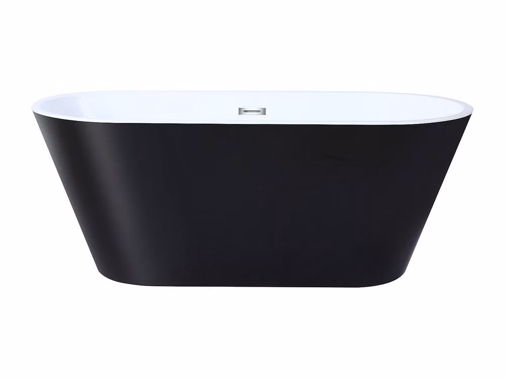 Vente-unique Twiggy Designer Oval Island Bath in Black, W/D/H: 150 x 70 x 58 cm – 2