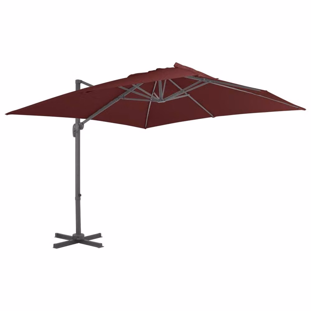Berkfield Home Elegant Cantilever Garden Umbrella with Aluminium Pole, Bordeaux Red, W/D/H: 400 x 400 x 268 cm – 2
