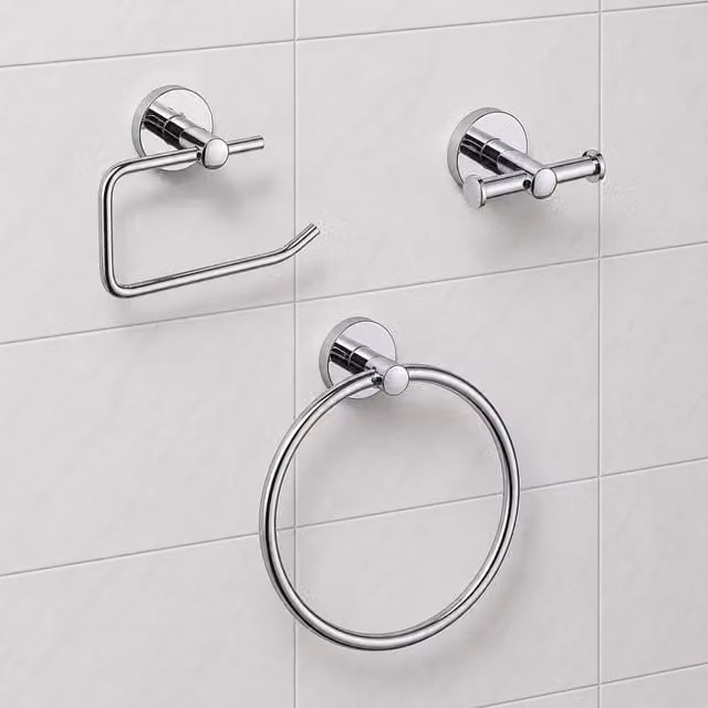 Showerdrape Modernity 3 Piece Wall Mounted Bathroom Accessory Set in Silver Stainless Steel