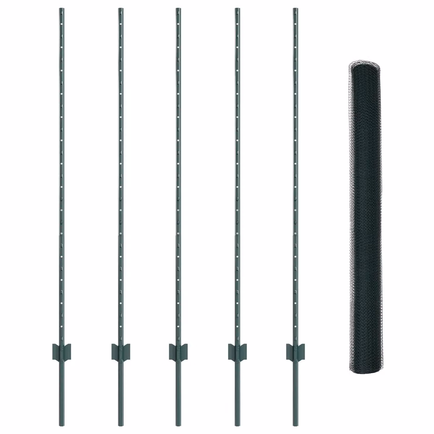 Berkfield Home Green Steel U-Channel Fence Posts, 5 Pieces, Height: 140 cm – 2
