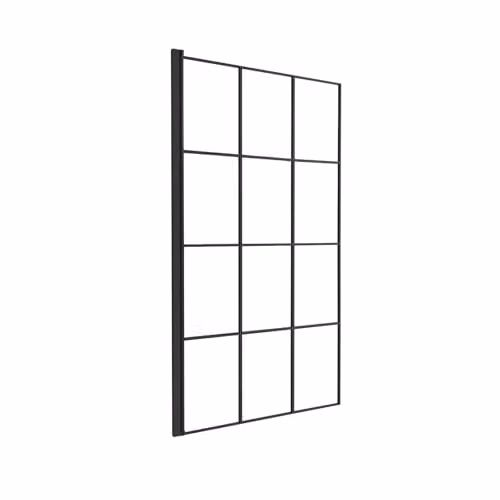 Nes Home Square Reversible Hinged Bath Screen with Clear Glass and Black Profile, W: 80 cm, H: 140 cm – 3