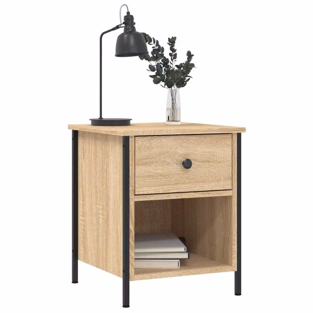 Berkfield Home Sonoma Oak Bedside Cabinet in Brown, W: 40 cm, D: 42 cm, H: 50 cm – 3