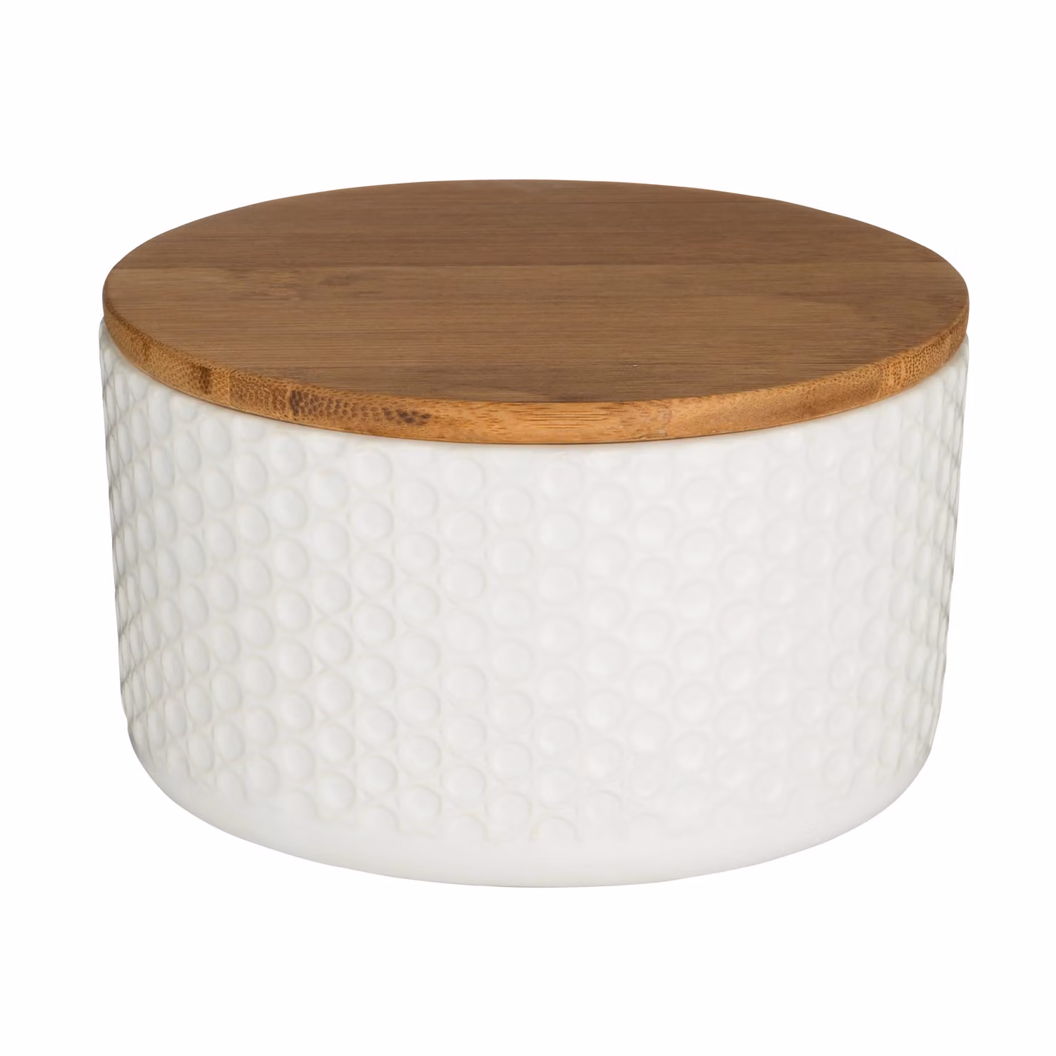 Orsina Maison by Premier Geome Geometric Ceramic and Bamboo Storage Canister, White, 550ml – 2