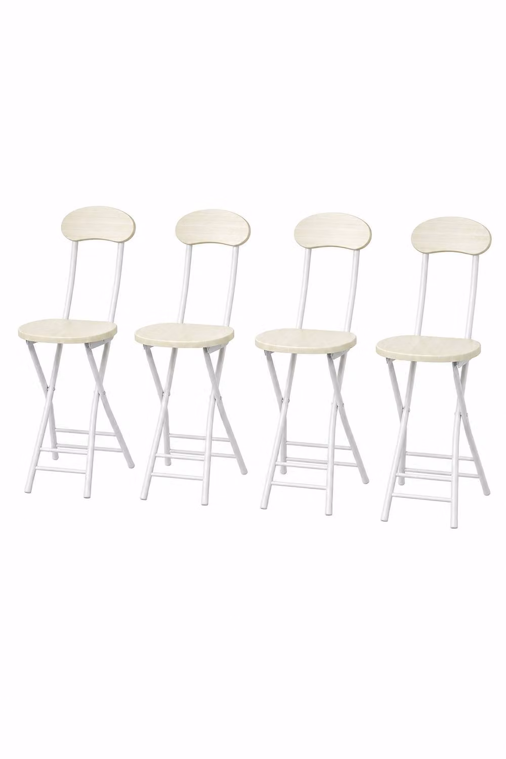 Garden Sanctuary Set of 4 White Lacquered Wooden Folding Chairs with Metal Legs – 2