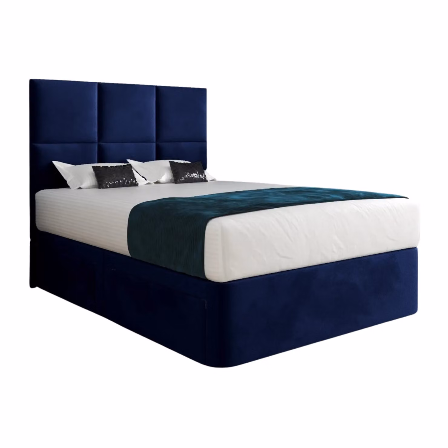 Casani Caprio Blue Velvet Upholstered Divan Bed Frame with Headboard and Drawers, W/D/H: 120 x 200 cm – 5