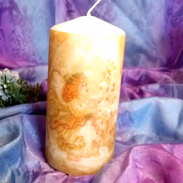 Viki Christmas Pillar Candle Angel in White