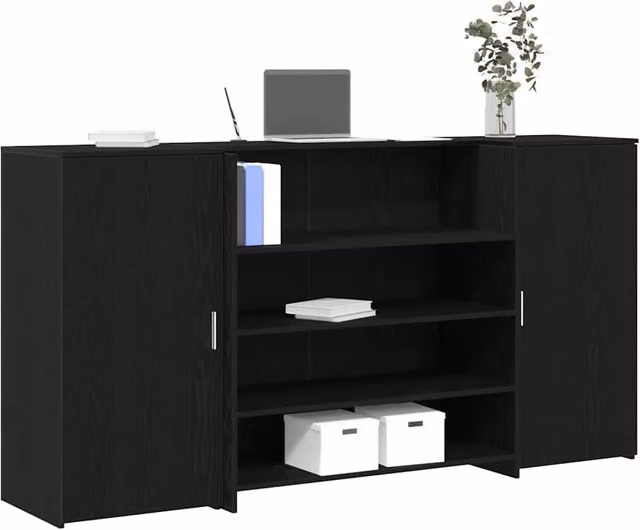 Berkfield Home Reception Desk in Black Oak, W/D/H: 200 x 50 x 103.5 cm – 1