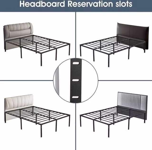 NESTLUNE Metal King Bed Frame and Mattress Foundation in Black, W/D/H: 150 x 200 cm – 1