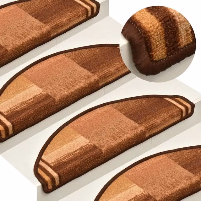 Berkfield Home Self-adhesive Stair Mats, 5 Pack, Brown, W/D/H: 65 x 21 x 4 cm – 1