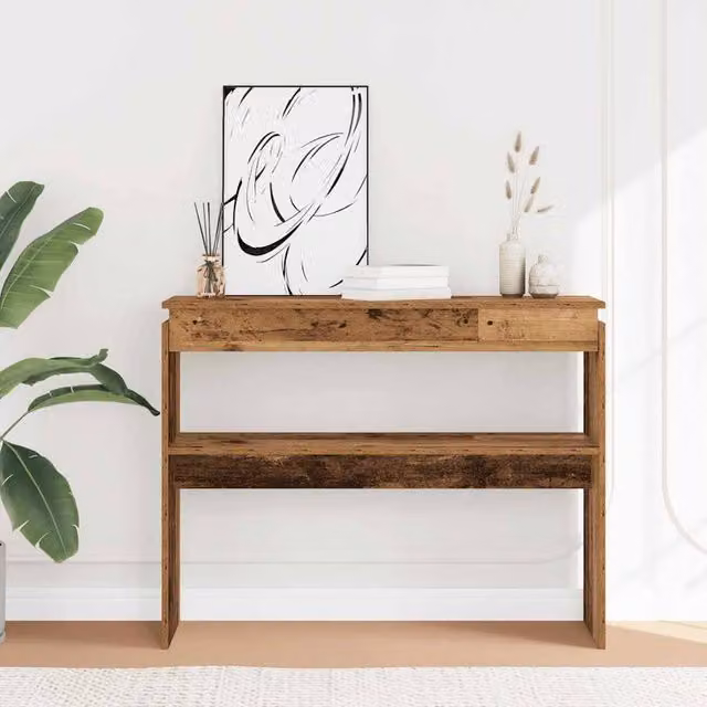 Berkfield Home Decorative Console Table in Brown Old Wood, W/D/H: 80 x 30 x 102 cm