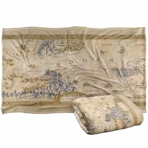 LOGOVISION Lord Of The Rings War Of The Rohirrim Map Super Soft Fleece Throw Blanket, Multicolour, W/D/H: 91 x 147 cm