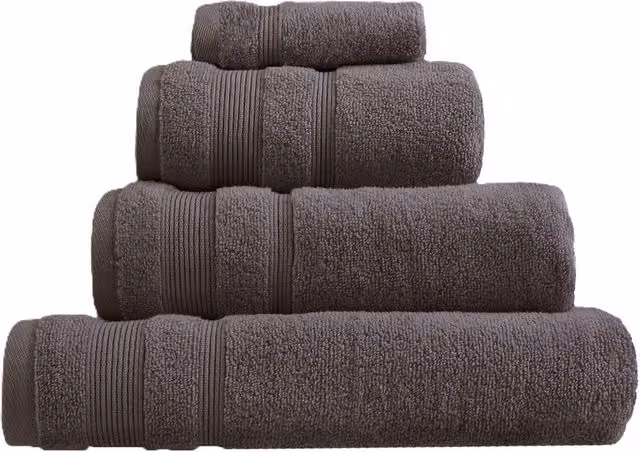 Allure Bath Fashions Pack of 2 Fluffy Cotton Hand Towels with Border, Anthracite Grey, W: 50 cm, H: 85 cm