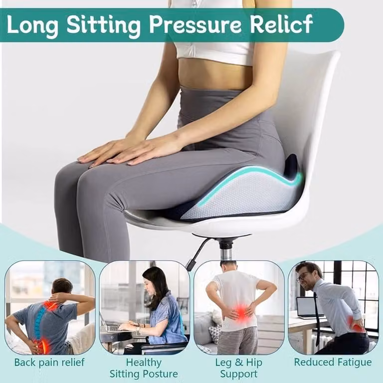 NESTLUNE Orthopaedic Memory Foam Seat and Back Cushion for Pain Relief, Black, W: 120 cm, H: 135 cm