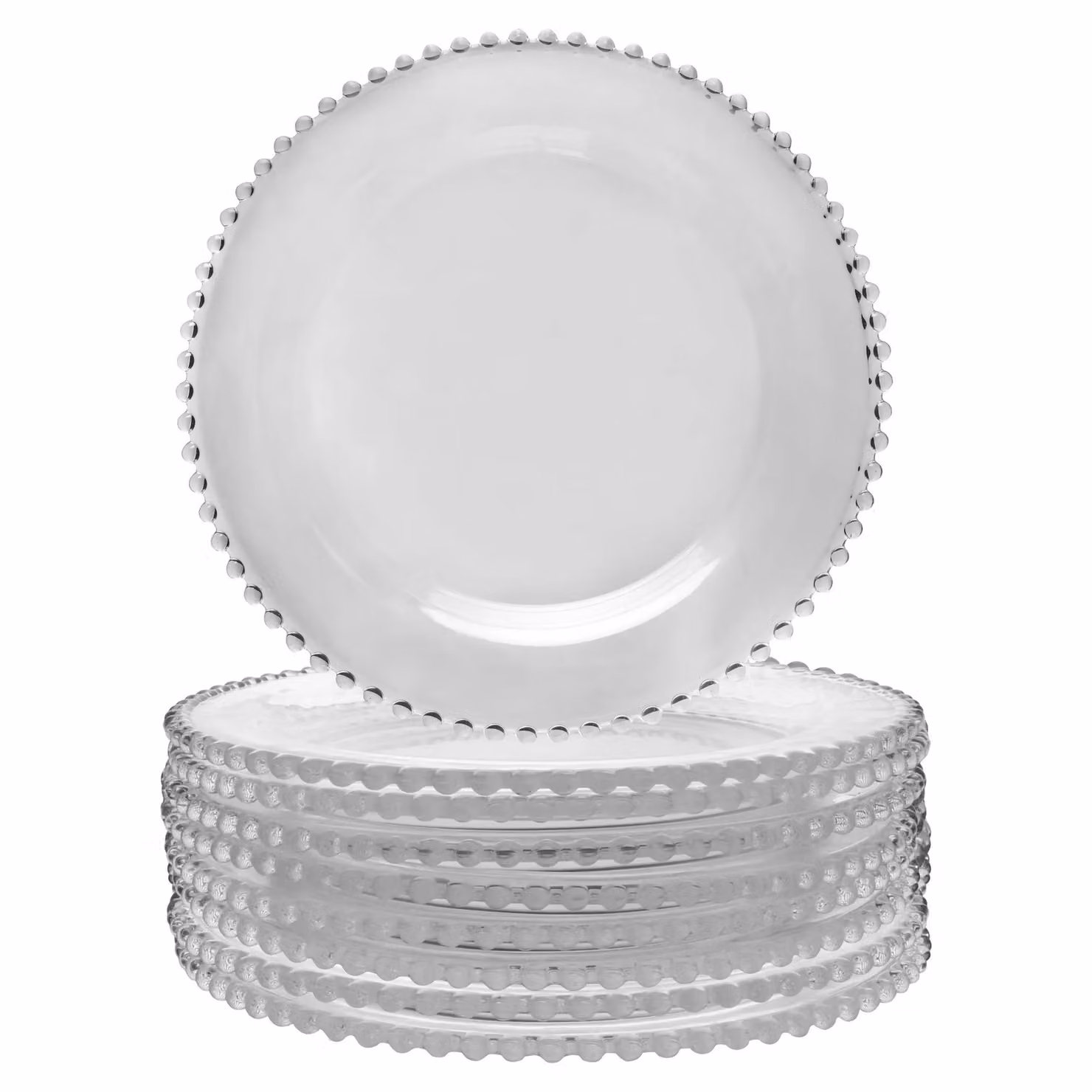 Dibor Bella Perle Set of 8 Clear Glass Dotted Charger Serving Plates, Diameter: 33 cm – 2