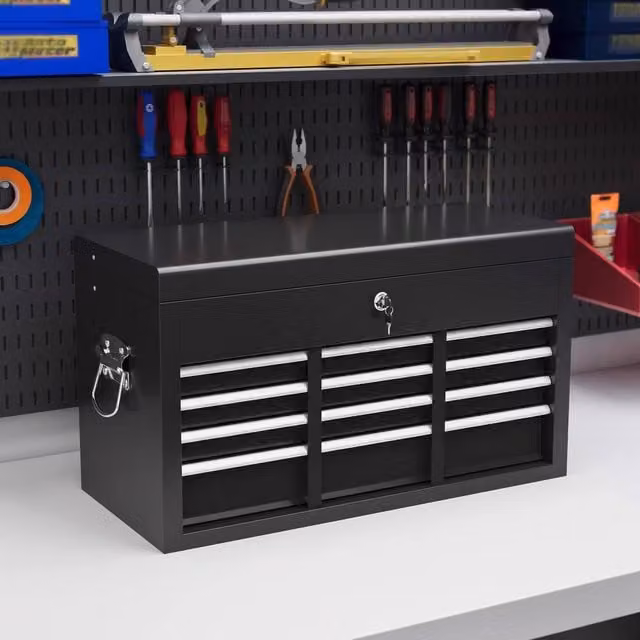 STILVORA Lockable 6 Drawer Steel Tool Storage Chest in Black