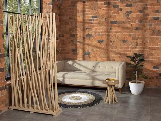 Vente-unique Gayana Teak Wood Room Divider in Light Oak, W: 100 cm, D: 25 cm, H: 180 cm – 1