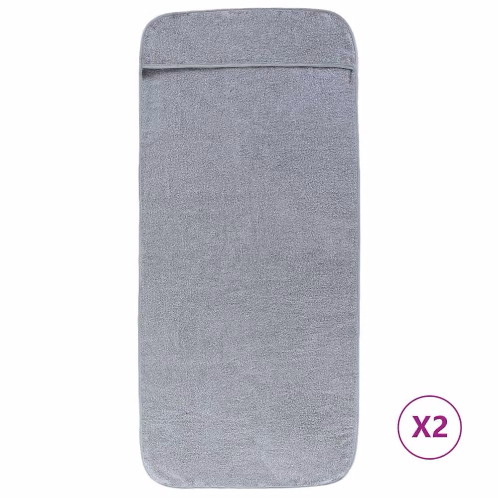 Berkfield Home Soft Cotton Terry Beach Towels, 2 Pack, Grey, W: 60 cm, L: 135 cm, 400 GSM – 2