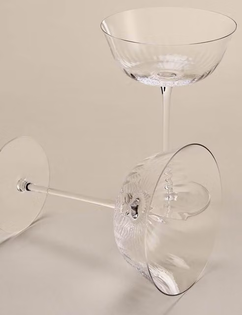 M&S Set of 2 Delphine Striped Clear Glass Cocktail Coupes