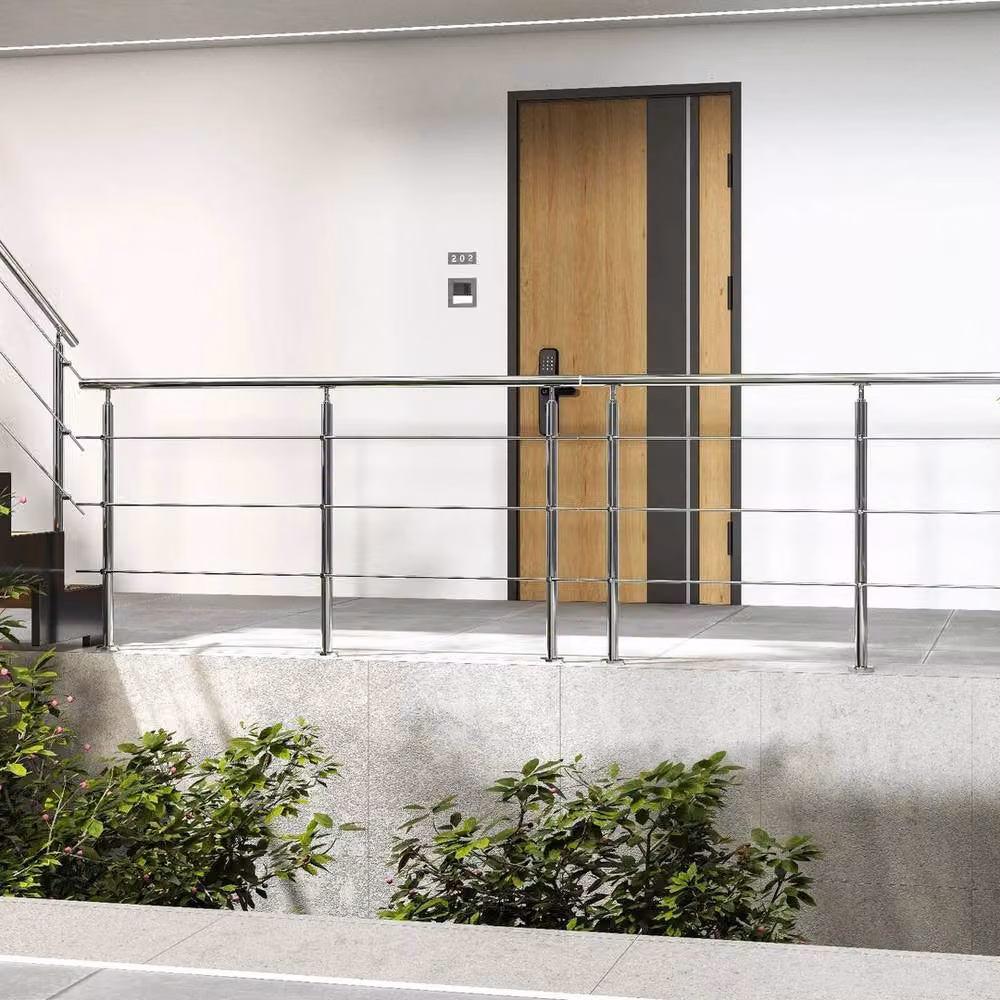 PAWNORA 3 Bar Stainless Steel Stair Railing Balustrade in Silver, W: 80 cm, H: 106 cm – 3