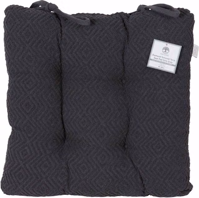 Divante Modern Square Ergonomic Seat Pad with Ties in Grey