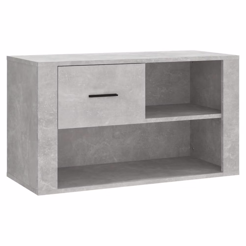 Berkfield Home Modern Shoe Cabinet in Grey with Hinged Doors and Open Shelf, W/D/H: 80 x 35 x 45 cm – 2