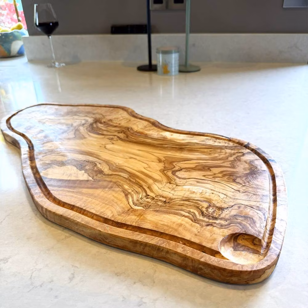 Verano Spanish Ceramics Brown Olive Wood Large Serving Board for Meat, Bread and Antipasti, Length: 65 cm – 7