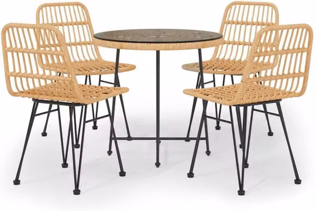 Berkfield Home 5 Piece Brown Poly Rattan Garden Dining Set